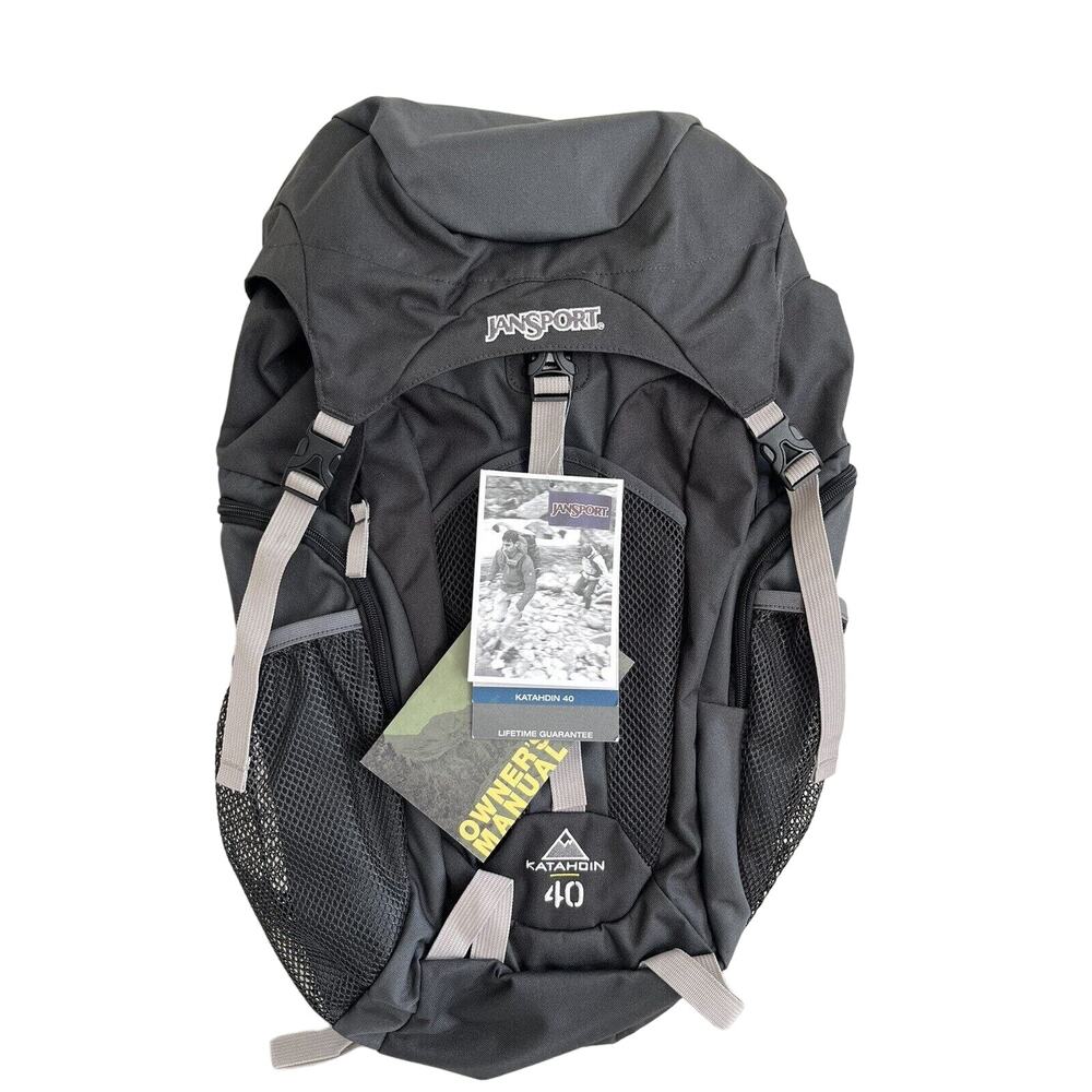 NWT JANSPORT Katahdin 40L Hiking Backpack Black/Gray T08F7CQ